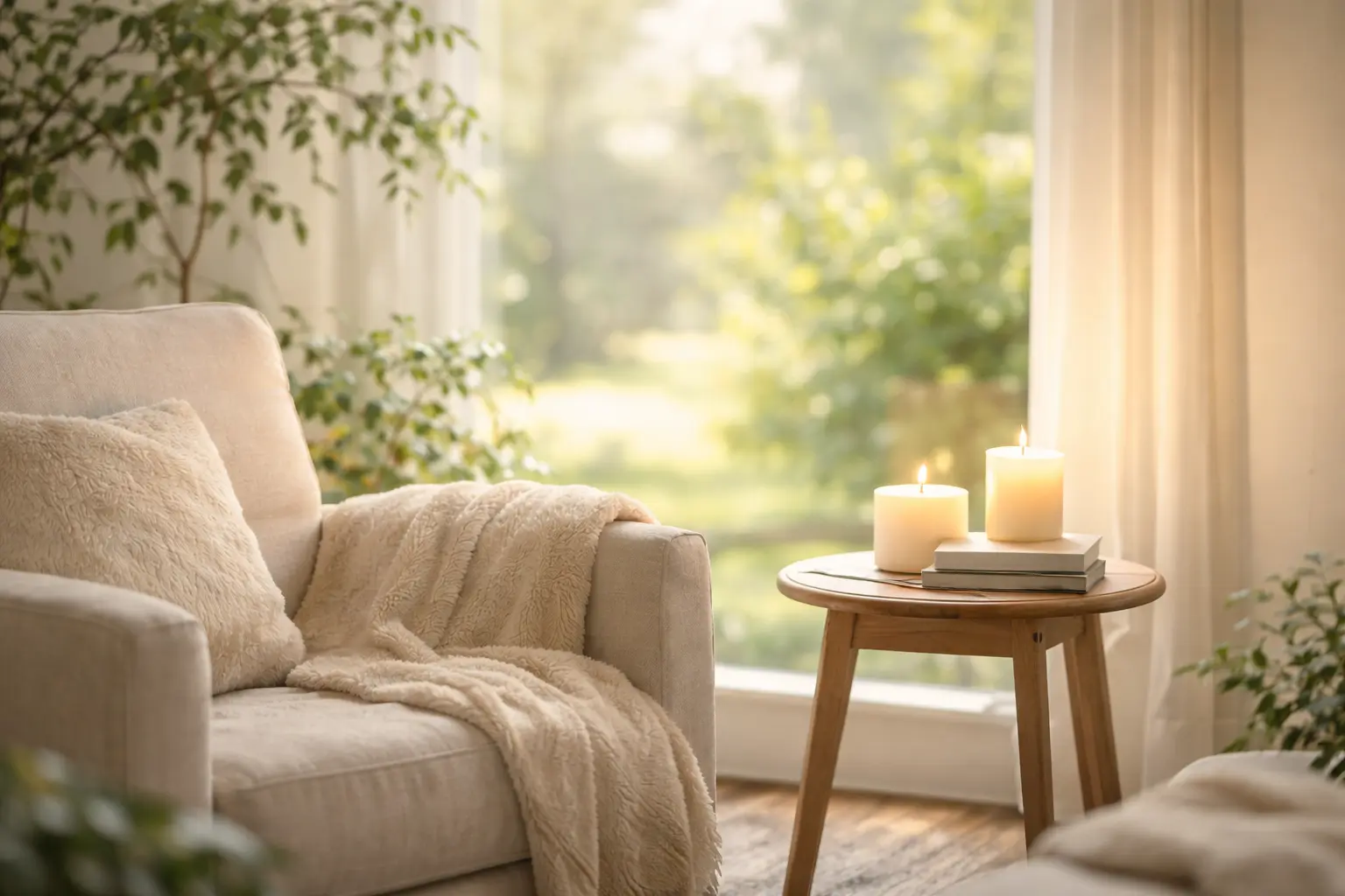Cozy therapy chair in a calming space